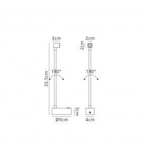 Wall Lamp , Reader 1L 3W LED Square Head Spot, 3000K, 135lm, Round Base Matt Black - 2