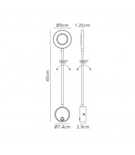 Wall Lamp , Reader 1L 5W LED Ring Head, 3000K, 261lm, Round Base Matt White - 2