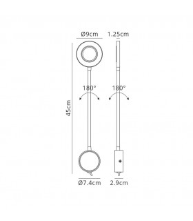 Wall Lamp , Reader 1L 5W LED Ring Head, 3000K, 261lm, Round Base Matt Black - 2