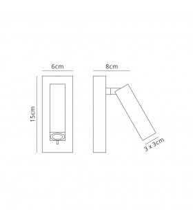 Wall, Reading Light, 3W LED, 3000K, 210lm, Switched, Satin Nickel - 2
