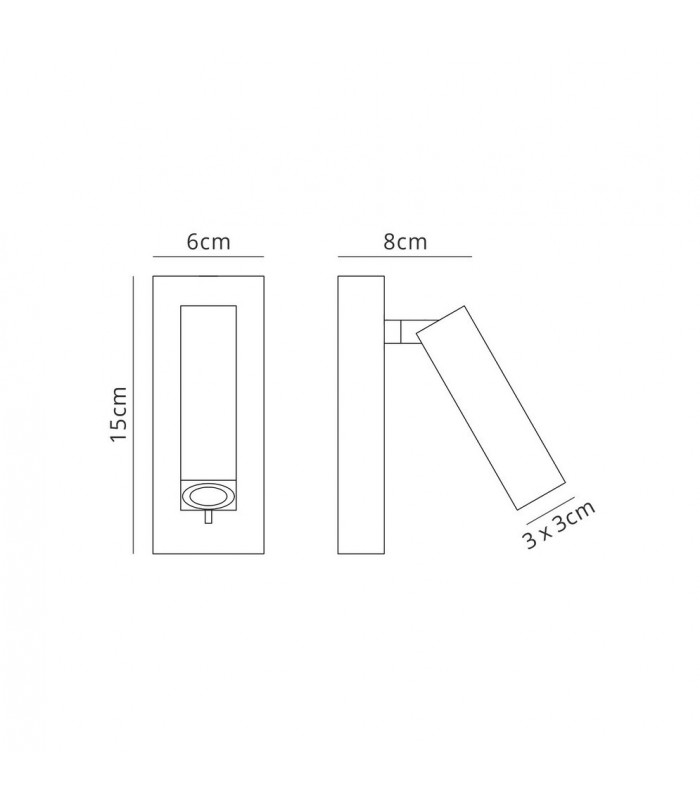 Wall, Reading Light, 3W LED, 3000K, 210lm, Switched, Antique Brass - 2