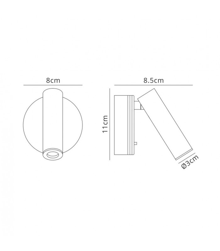 Wall, Reading Light, 3W LED, 3000K, 210lm, Switched, Satin Nickel - 2
