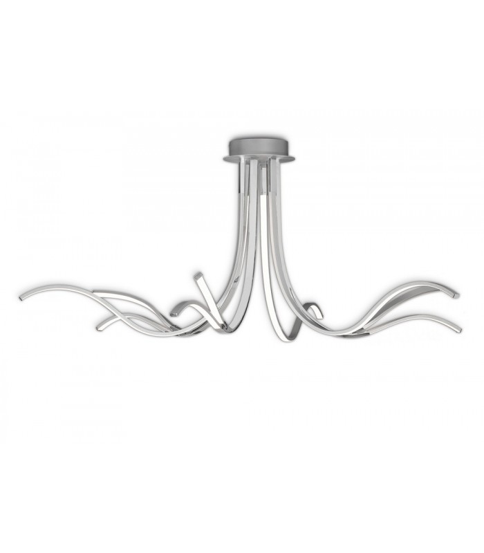Semi Flush Ceiling Light 140cm, 80W LED, 3000K, 6400lm Dimmable, Silver Chrome - 4