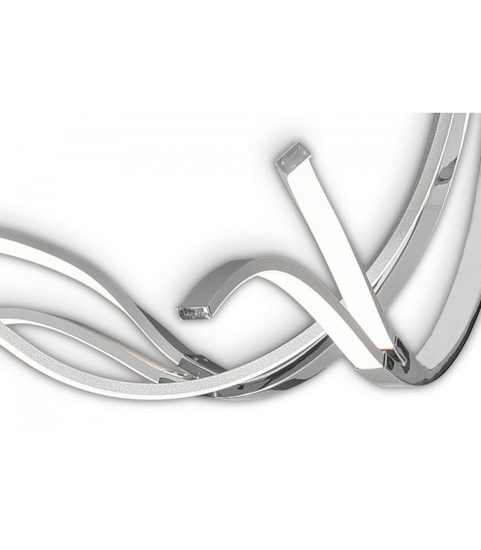 Semi Flush Ceiling Light 140cm, 80W LED, 3000K, 6400lm Dimmable, Silver Chrome - 7