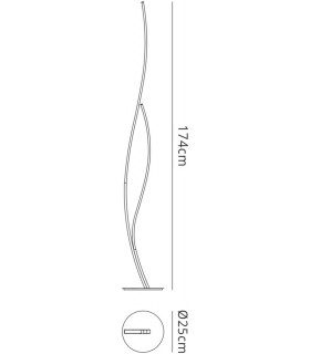 Floor Lamp 174cm, 30W LED, 3000K, 2400lm Dimmable, Silver Chrome - 2