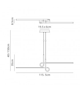 Semi Flush Ceiling Light Pendant 24W LED, 3000K, 1950lm, Polished Chrome - 2