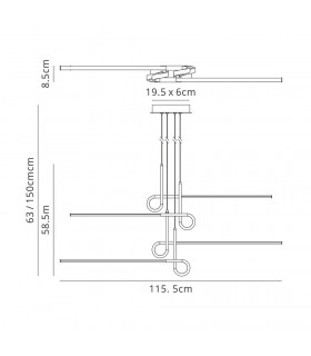 Semi Flush Ceiling Light Pendant 42W LED, 3000K, 3360lm, Polished Chrome - 2