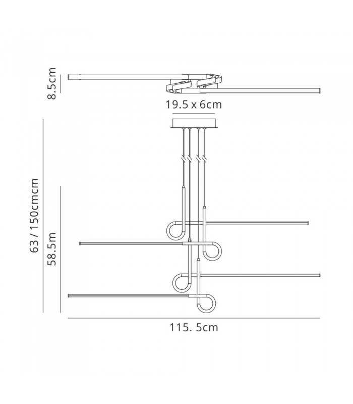 Semi Flush Ceiling Light Pendant 42W LED, 3000K, 3360lm, Polished Chrome - 2