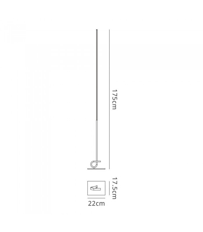 Floor Lamp 175cm, 20W LED, 3000K, 1600lm Dimmable, Polished Chrome - 2