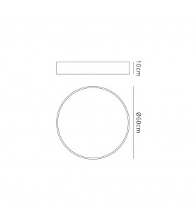 Flush Ceiling Light 60cm Round, 50W LED, 3000K, 3500lm, White - 2