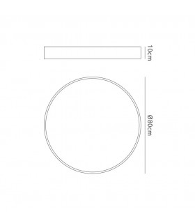 Flush Ceiling Light 80cm Round, 90W LED, 3000K, 6400lm, White - 2