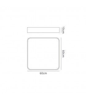 Flush Ceiling Light 60cm Square, 80W LED, 3000K, 5650lm, White - 2
