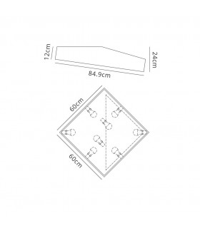 Flush Ceiling Light 60cm Square, 8 x E27 (Max 20W), White, IP44 - 2