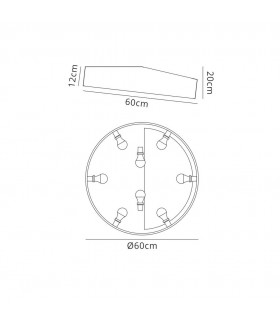 Flush Ceiling Light 60cm Round, 8 x E27 (Max 20W), White, IP44 - 2