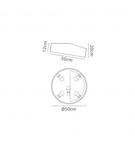 Flush Ceiling Light 50cm Round, 5 x E27 (Max 20W), Silver, IP44 - 2