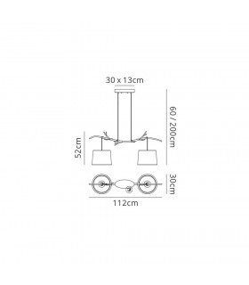 Ceiling Pendant 2 x E27 (Max 40W), Imitation Wood, Linen Shade - 2