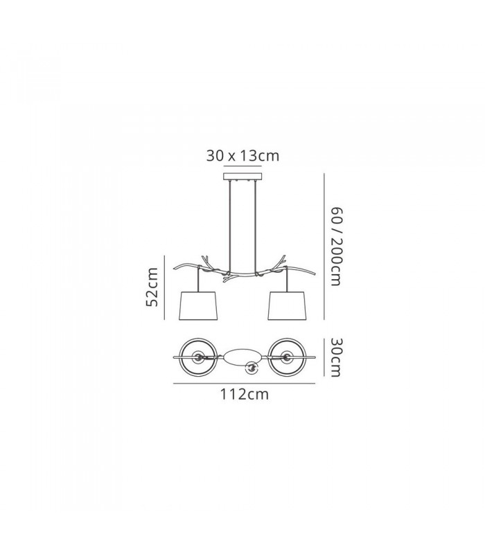 Ceiling Pendant 2 x E27 (Max 40W), Imitation Wood, Linen Shade - 2