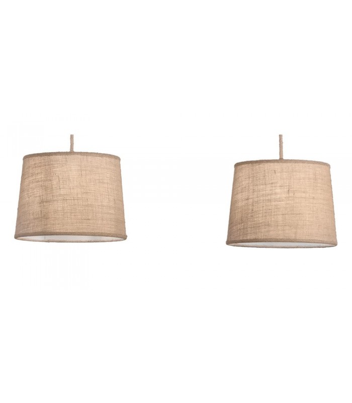 Ceiling Pendant 2 x E27 (Max 40W), Imitation Wood, Linen Shade - 5