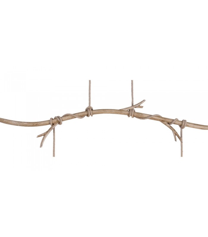 Ceiling Pendant 2 x E27 (Max 40W), Imitation Wood, Linen Shade - 6
