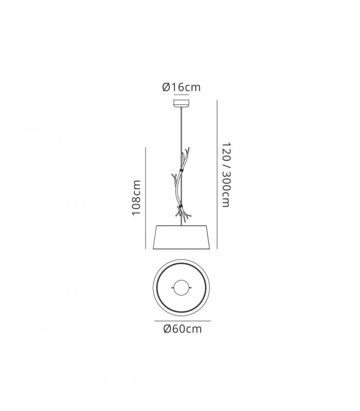 Ceiling Pendant 60cm Round, 1 x E27 (Max 40W), Imitation Wood, Linen Shade - 2