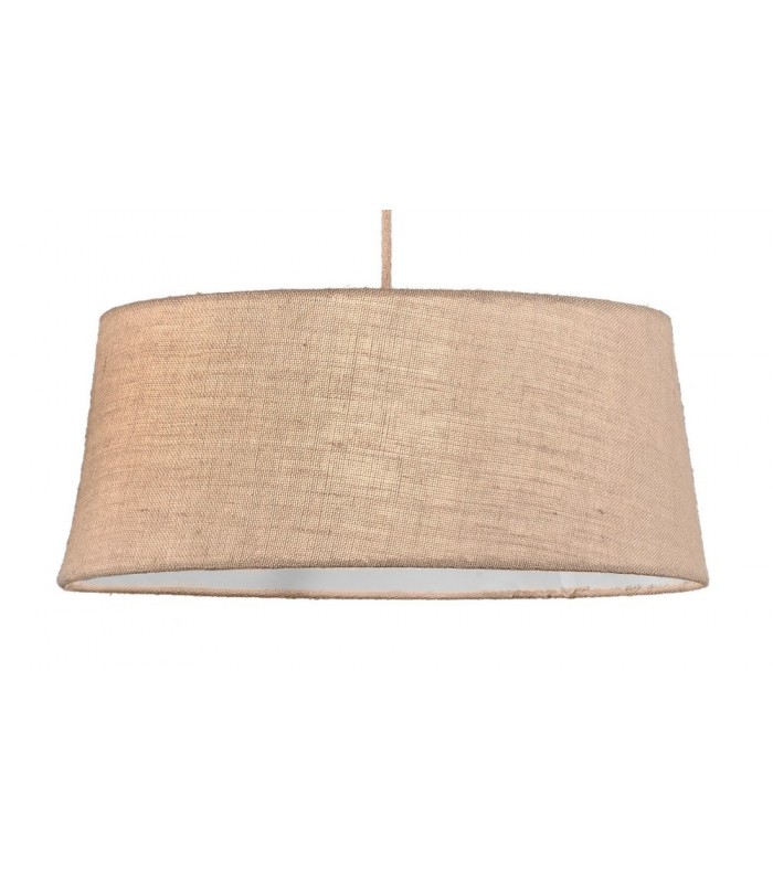Ceiling Pendant 60cm Round, 1 x E27 (Max 40W), Imitation Wood, Linen Shade - 4