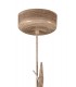 Ceiling Pendant 35cm Round, 1 x E27 (Max 40W), Imitation Wood, Linen Shade - 3