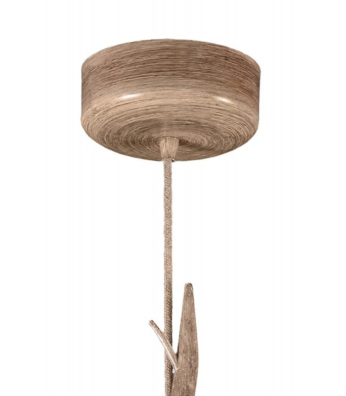 Ceiling Pendant 35cm Round, 1 x E27 (Max 40W), Imitation Wood, Linen Shade - 3