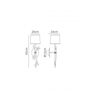 Wall Lamp, 1 x E27 (Max 40W), Imitation Wood, Linen Shade - 2