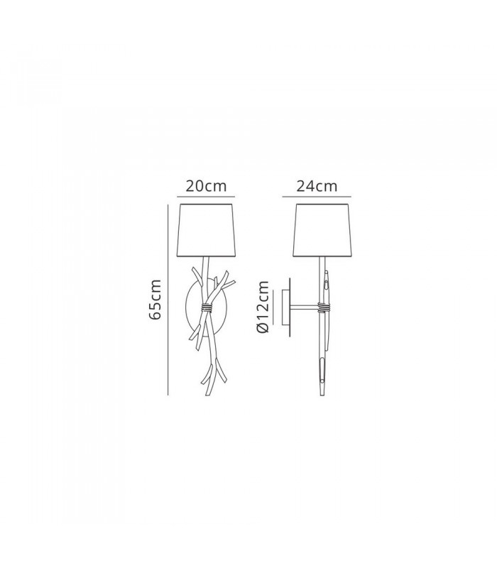 Wall Lamp, 1 x E27 (Max 40W), Imitation Wood, Linen Shade - 2