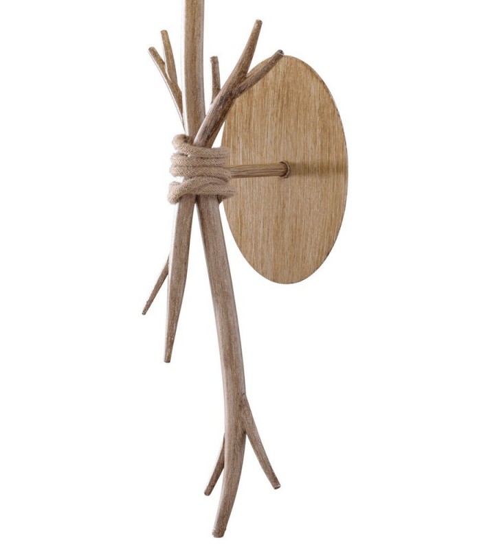 Wall Lamp, 1 x E27 (Max 40W), Imitation Wood, Linen Shade - 3