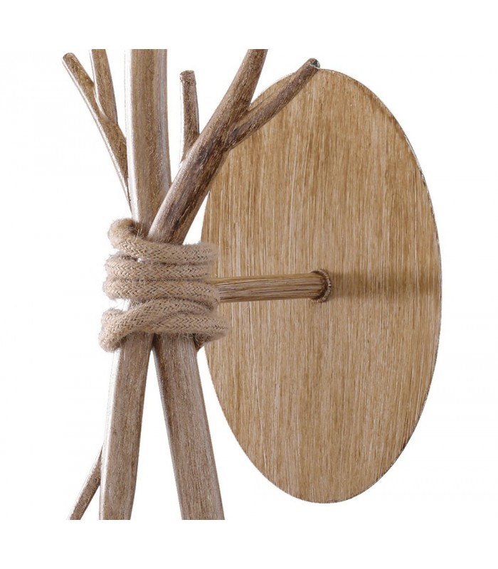 Wall Lamp, 1 x E27 (Max 40W), Imitation Wood, Linen Shade - 4