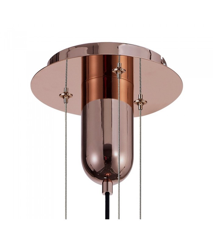 Ceiling Pendant 40cm Round, 1 x E27 (Max 40W), Copper , Rose Gold Glass - 4