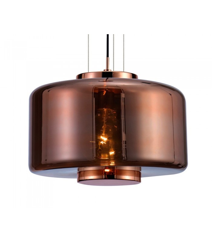 Ceiling Pendant 40cm Round, 1 x E27 (Max 40W), Copper , Rose Gold Glass - 5