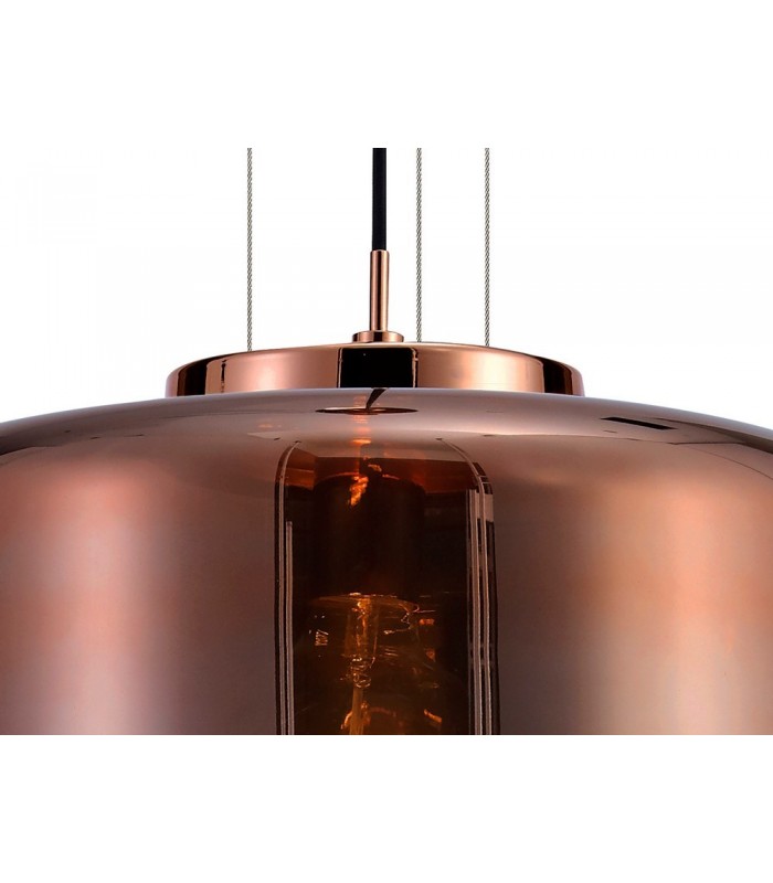 Ceiling Pendant 40cm Round, 1 x E27 (Max 40W), Copper , Rose Gold Glass - 6