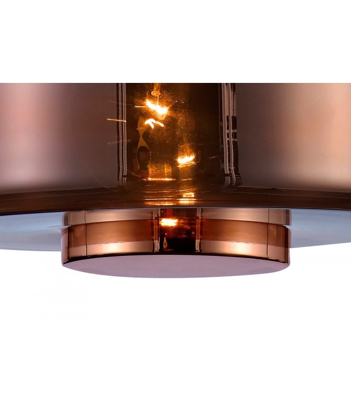 Ceiling Pendant 40cm Round, 1 x E27 (Max 40W), Copper , Rose Gold Glass - 7