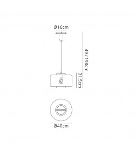 Ceiling Pendant 40cm Round, 1 x E27 (Max 40W), Chrome , Ash Grey Glass - 2