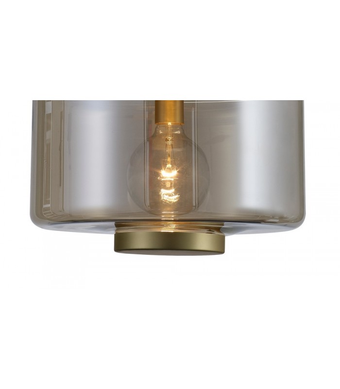 Ceiling Pendant 40cm Round, 1 x E27 (Max 40W), Matt Gold , Cognac Glass - 5