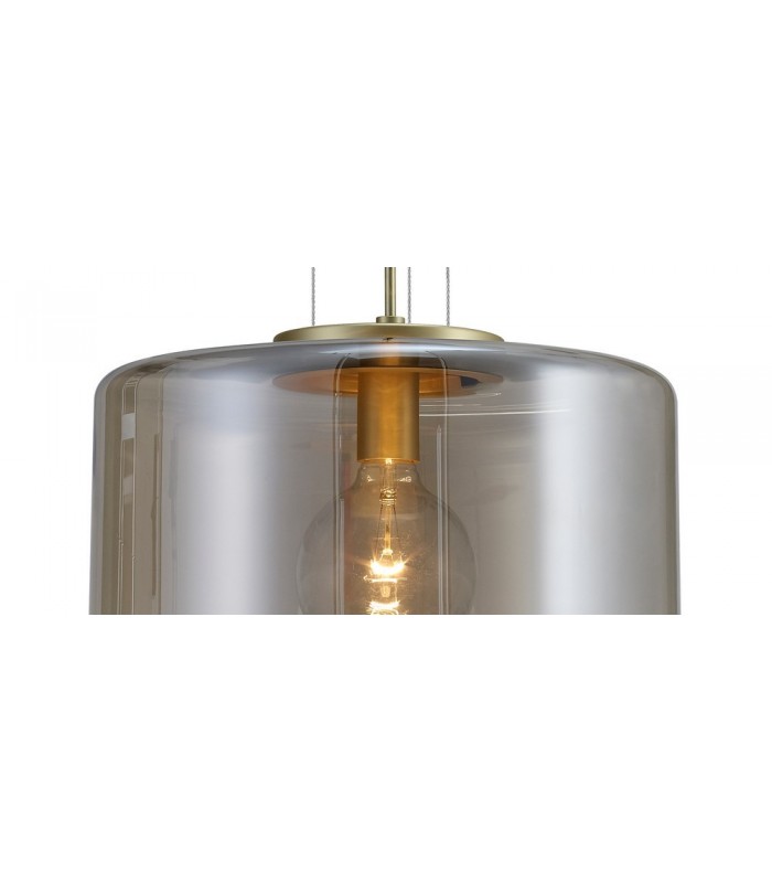 Ceiling Pendant 40cm Round, 1 x E27 (Max 40W), Matt Gold , Cognac Glass - 6