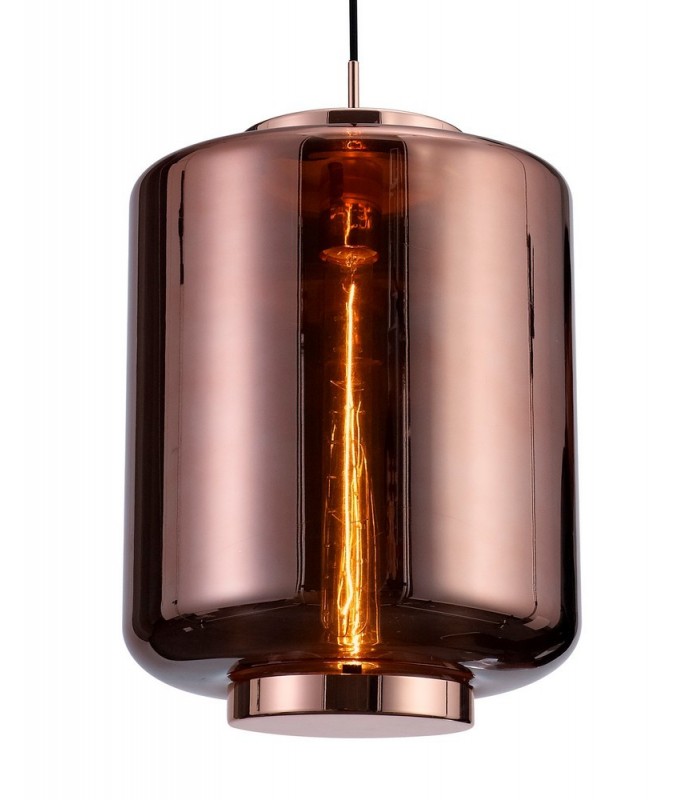 Ceiling Pendant 30cm Round, 1 x E27 (Max 40W), Copper , Rose Gold Glass - 5