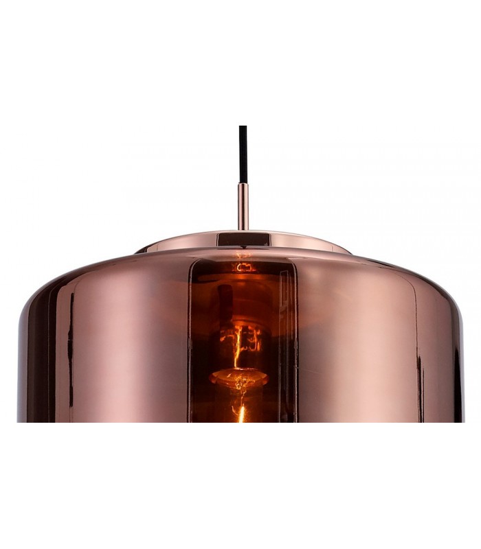 Ceiling Pendant 30cm Round, 1 x E27 (Max 40W), Copper , Rose Gold Glass - 6