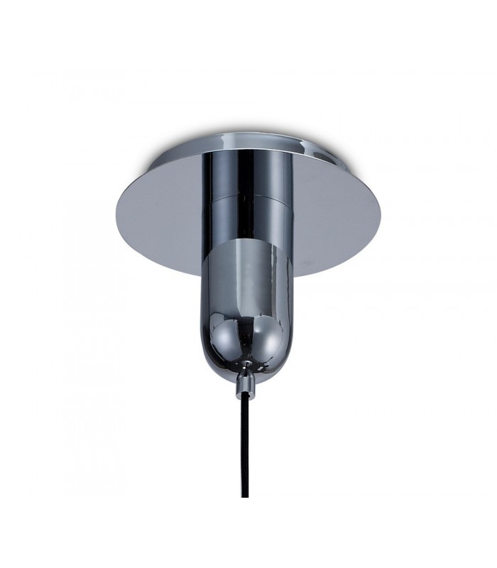 Ceiling Pendant 30cm Round, 1 x E27 (Max 40W), Chrome , Ash Grey Glass - 7