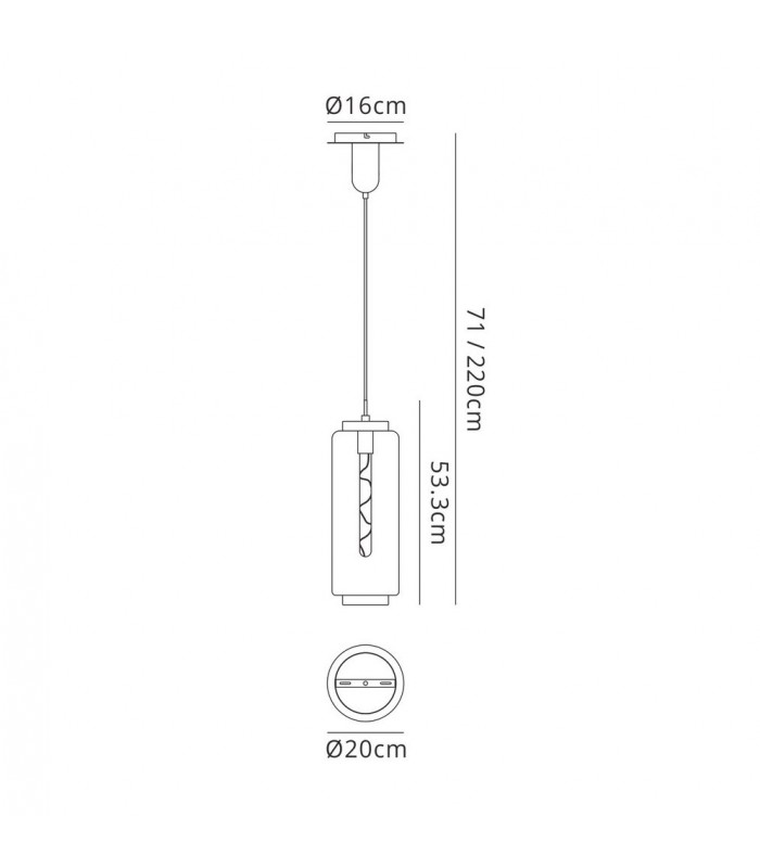 Ceiling Pendant 20cm Round, 1 x E27 (Max 40W), Copper , Rose Gold Glass - 2