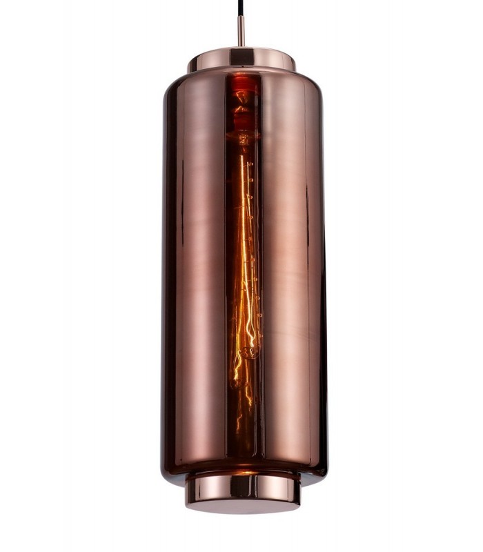 Ceiling Pendant 20cm Round, 1 x E27 (Max 40W), Copper , Rose Gold Glass - 5