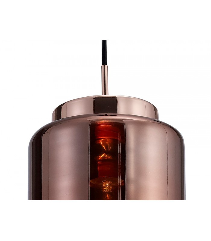 Ceiling Pendant 20cm Round, 1 x E27 (Max 40W), Copper , Rose Gold Glass - 6