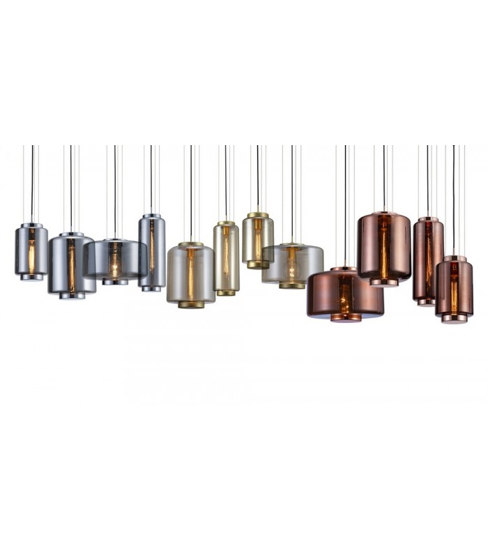 Ceiling Pendant 20cm Round, 1 x E27 (Max 40W), Chrome , Ash Grey Glass - 3