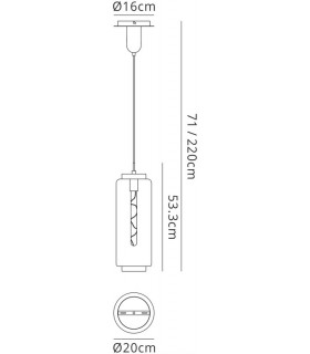 Ceiling Pendant 20cm Round, 1 x E27 (Max 40W), Matt Gold , Cognac Glass - 2