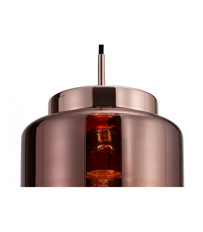 Ceiling Pendant 20cm Round, 1 x E27 (Max 40W), Copper , Rose Gold Glass - 6
