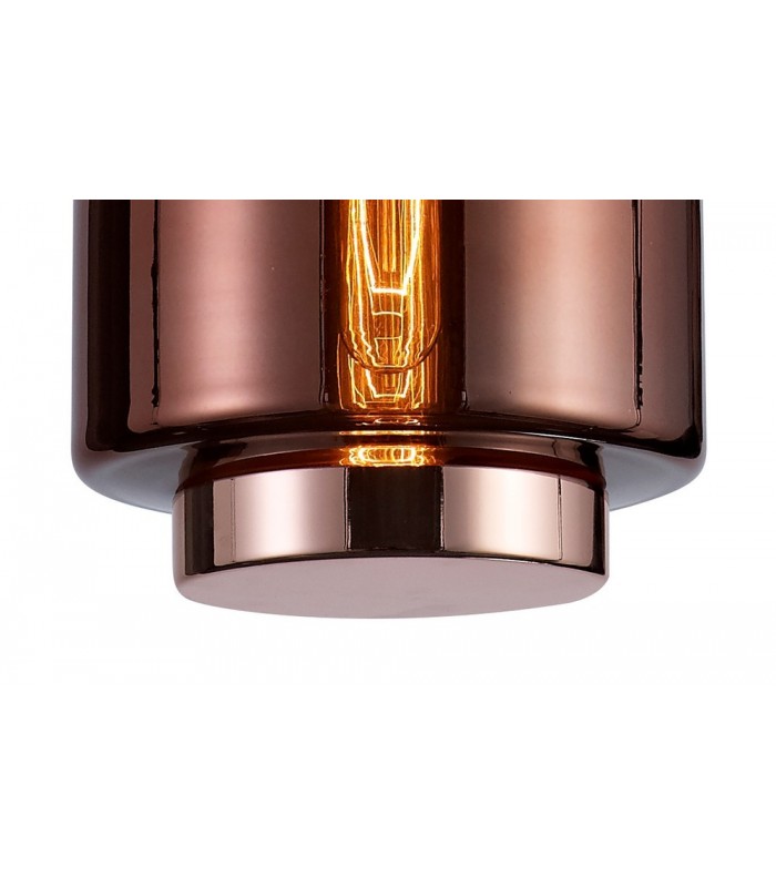 Ceiling Pendant 20cm Round, 1 x E27 (Max 40W), Copper , Rose Gold Glass - 7