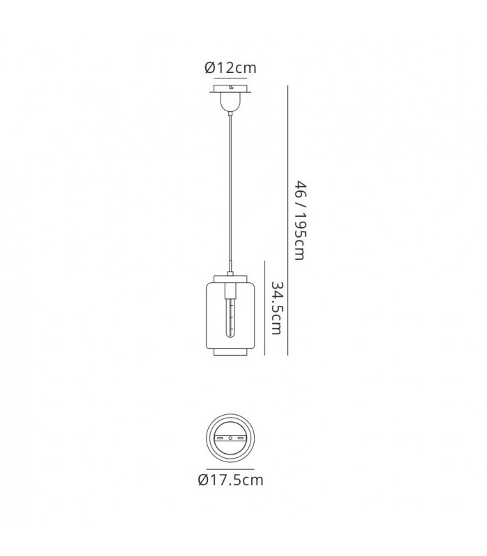 Ceiling Pendant 20cm Round, 1 x E27 (Max 40W), Matt Gold , Cognac Glass - 2