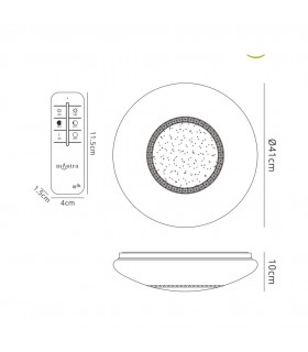 Flush Ceiling Light 41cm Round, 24W LED, 3000-6500K Tuneable White, 1680lm, White, Remote Control - 2